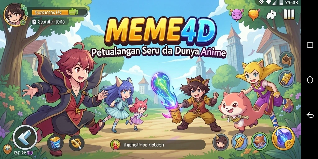 Tampilan aksi seru karakter dalam game Anime MEME4D.