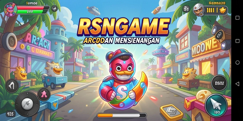 Screenshot utama RSNGAME yang menunjukkan gameplay Arcade yang seru.