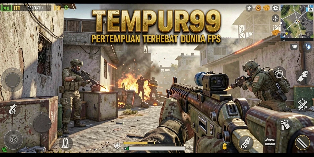 Screenshot menunjukkan aksi tembak-menembak intens di TEMPUR99.