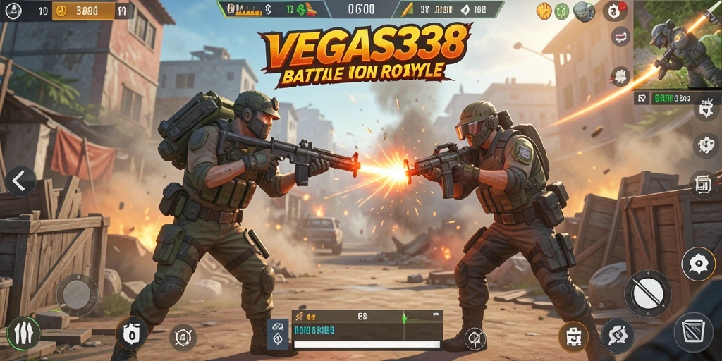 Tampilan gameplay seru di VEGAS338 selama pertarungan Battle Royale.